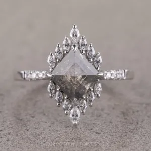 1.78 Carat Salt and Pepper Lozenge Diamond Engagement Ring, Alexandria Setting, Platinum
