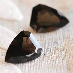 17.88ctw pair of shield cut smokey quartz