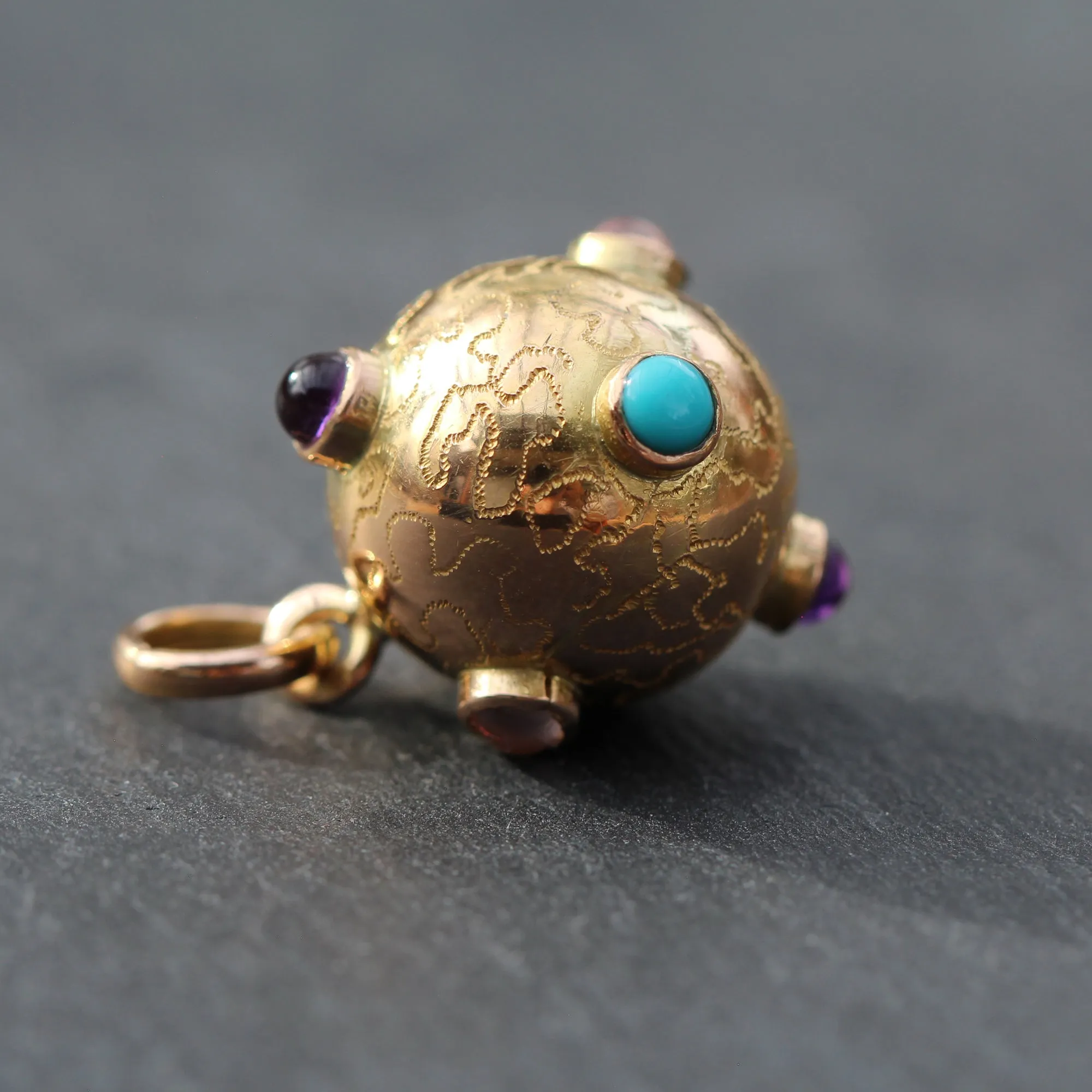 18k Gold   Multi Gem Sputnik Pendant