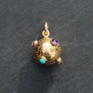 18k Gold   Multi Gem Sputnik Pendant
