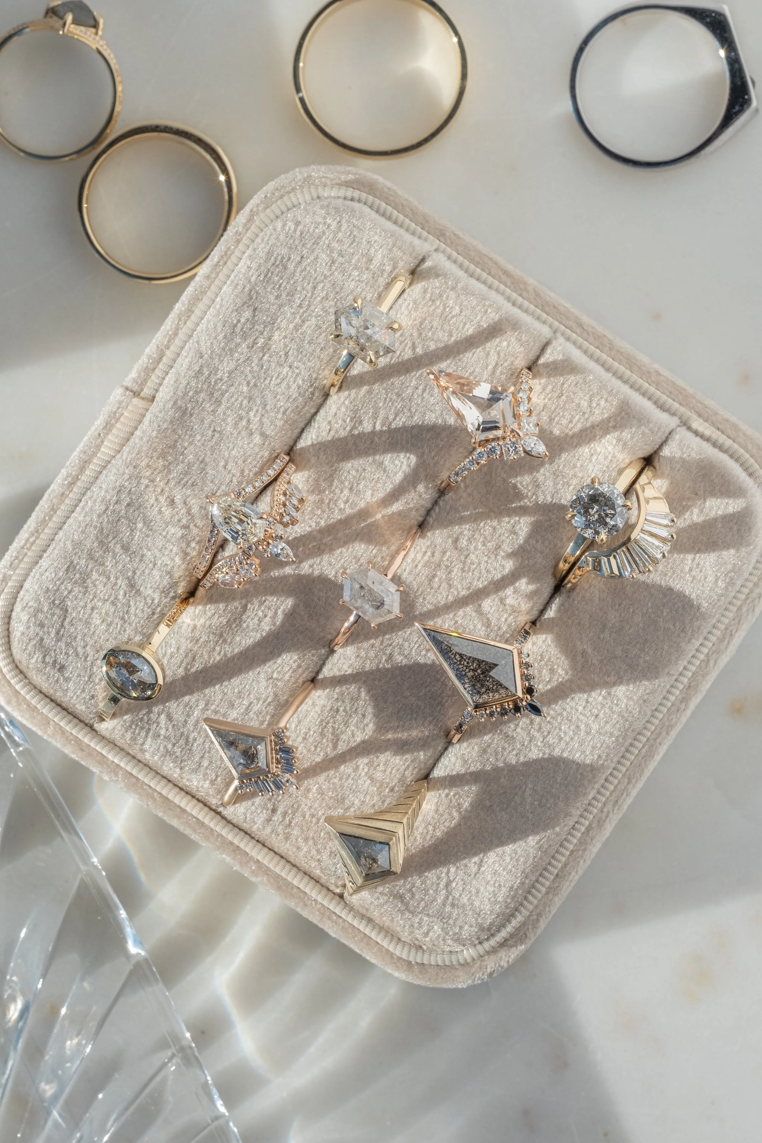 1.91 Carat Icy White Hexagon Diamond Engagement Ring, Jane Setting, 14k Rose Gold