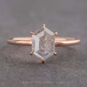 1.91 Carat Icy White Hexagon Diamond Engagement Ring, Jane Setting, 14k Rose Gold