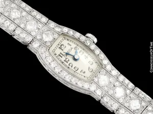 1927 Omega Rare Art Deco Vintage Ladies Watch - Platinum with 1.5 Carats of Diamonds