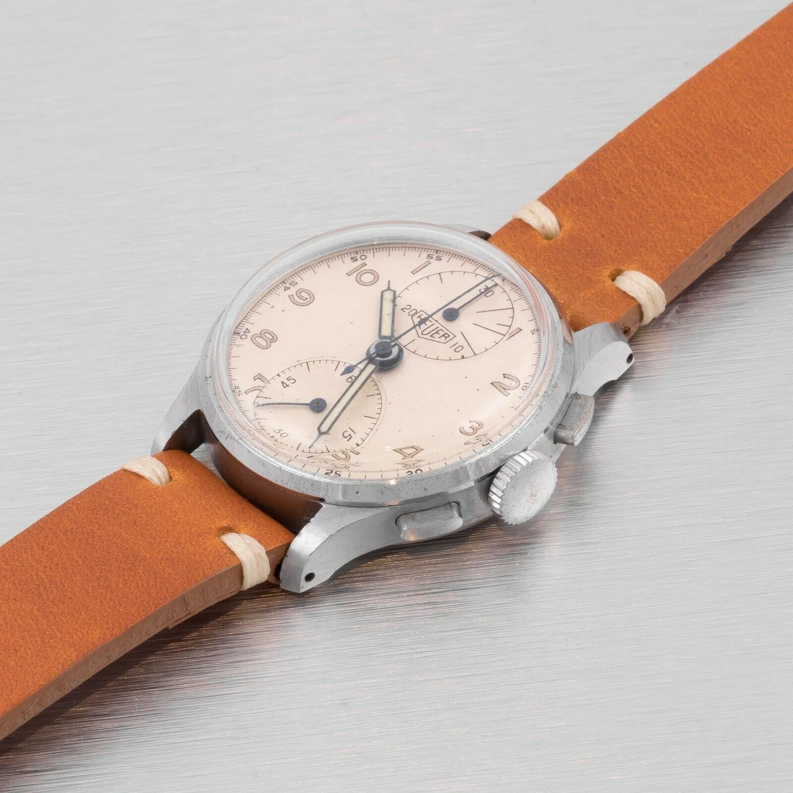1930s Vintage Heuer Up Down Military Chronograph 33mm Watch Ref. 3249 T Val. 77