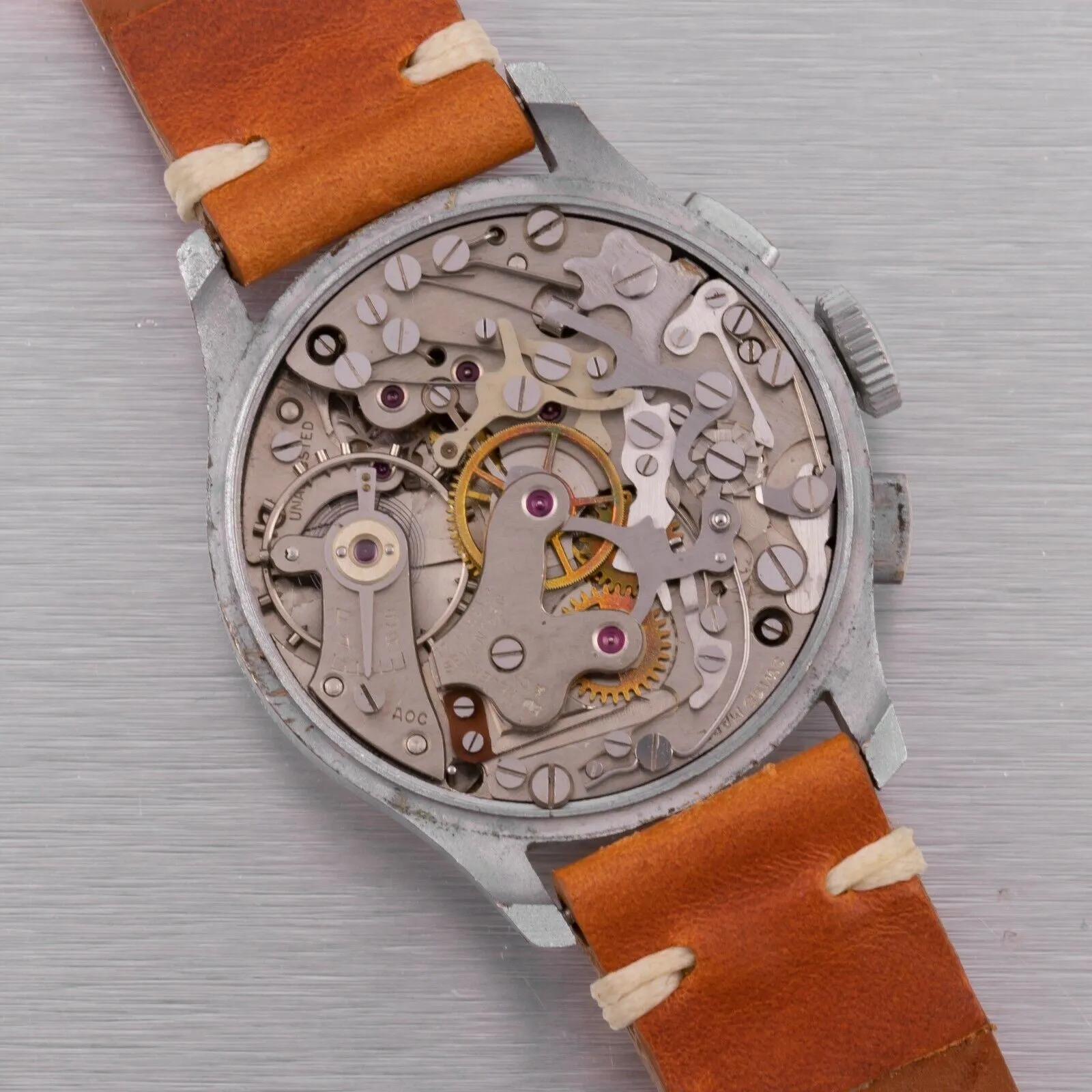 1930s Vintage Heuer Up Down Military Chronograph 33mm Watch Ref. 3249 T Val. 77