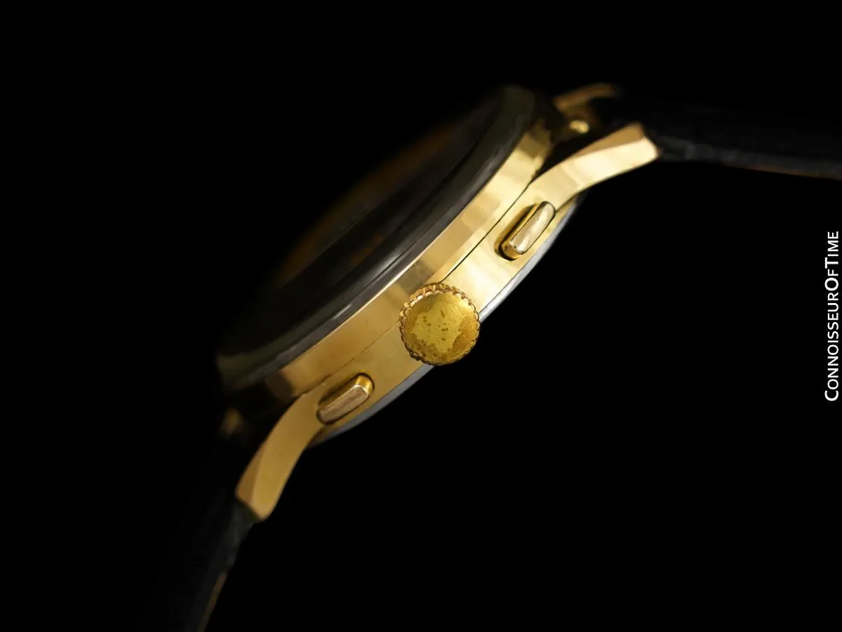 1940's Angelus Vintage Large Mens Triple Calendar Chronograph, 18K Gold Plated - The Chronodato