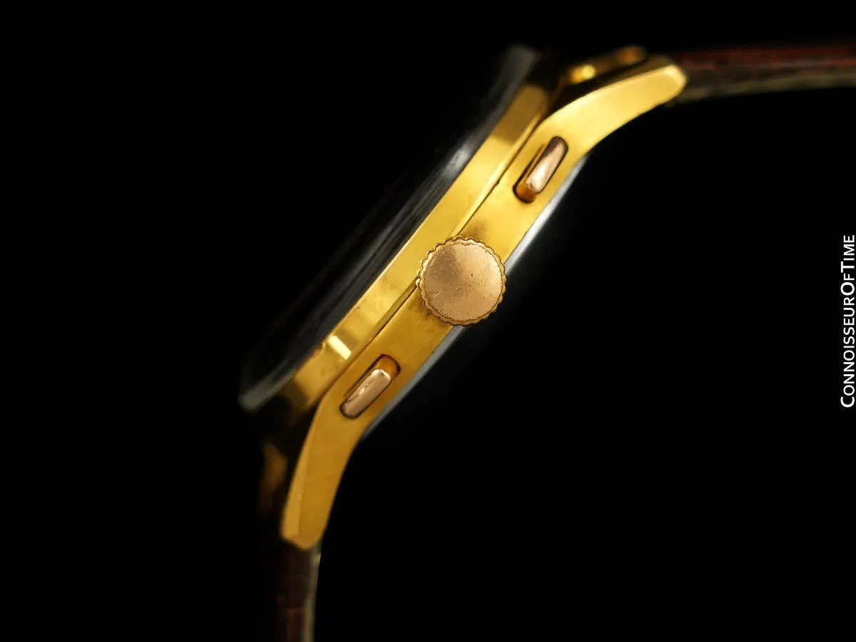 1940's Angelus Vintage Large Mens Triple Calendar Chronograph, 18K Gold Plated - The Chronodato