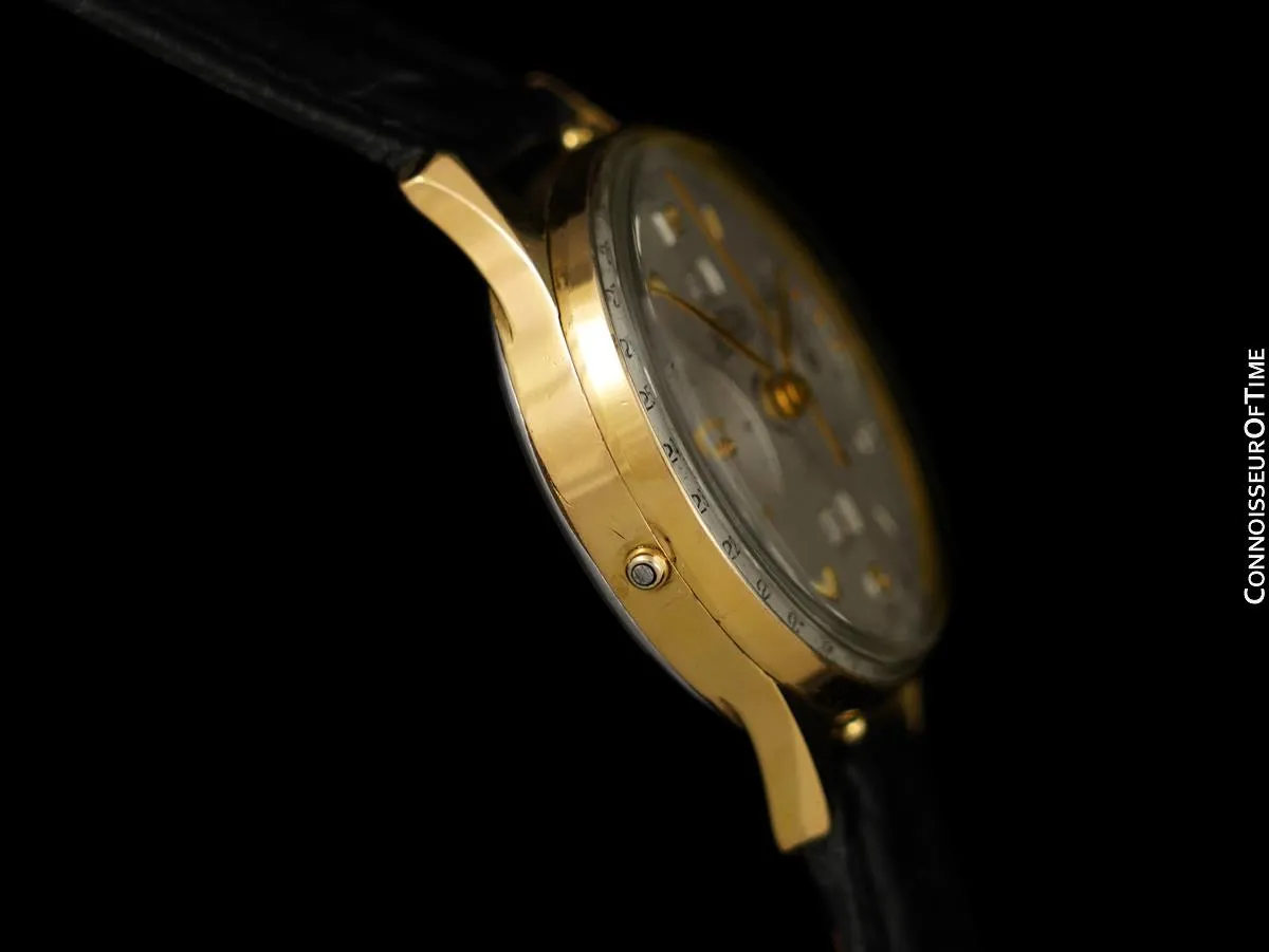 1940's Angelus Vintage Large Mens Triple Calendar Chronograph, 18K Gold Plated - The Chronodato