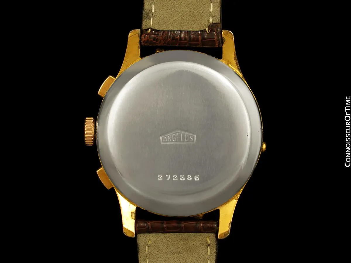 1940's Angelus Vintage Large Mens Triple Calendar Chronograph, 18K Gold Plated - The Chronodato