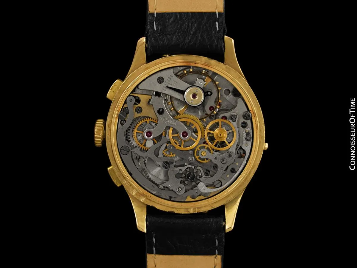1940's Angelus Vintage Large Mens Triple Calendar Chronograph, 18K Gold Plated - The Chronodato