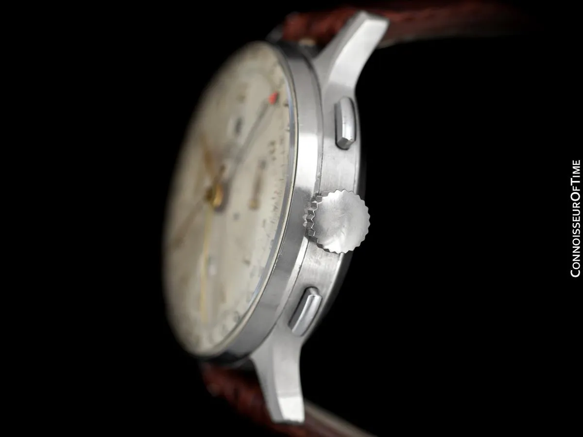 1940's Angelus Vintage Large Mens Triple Calendar Chronograph, Stainless Steel - The Chronodato