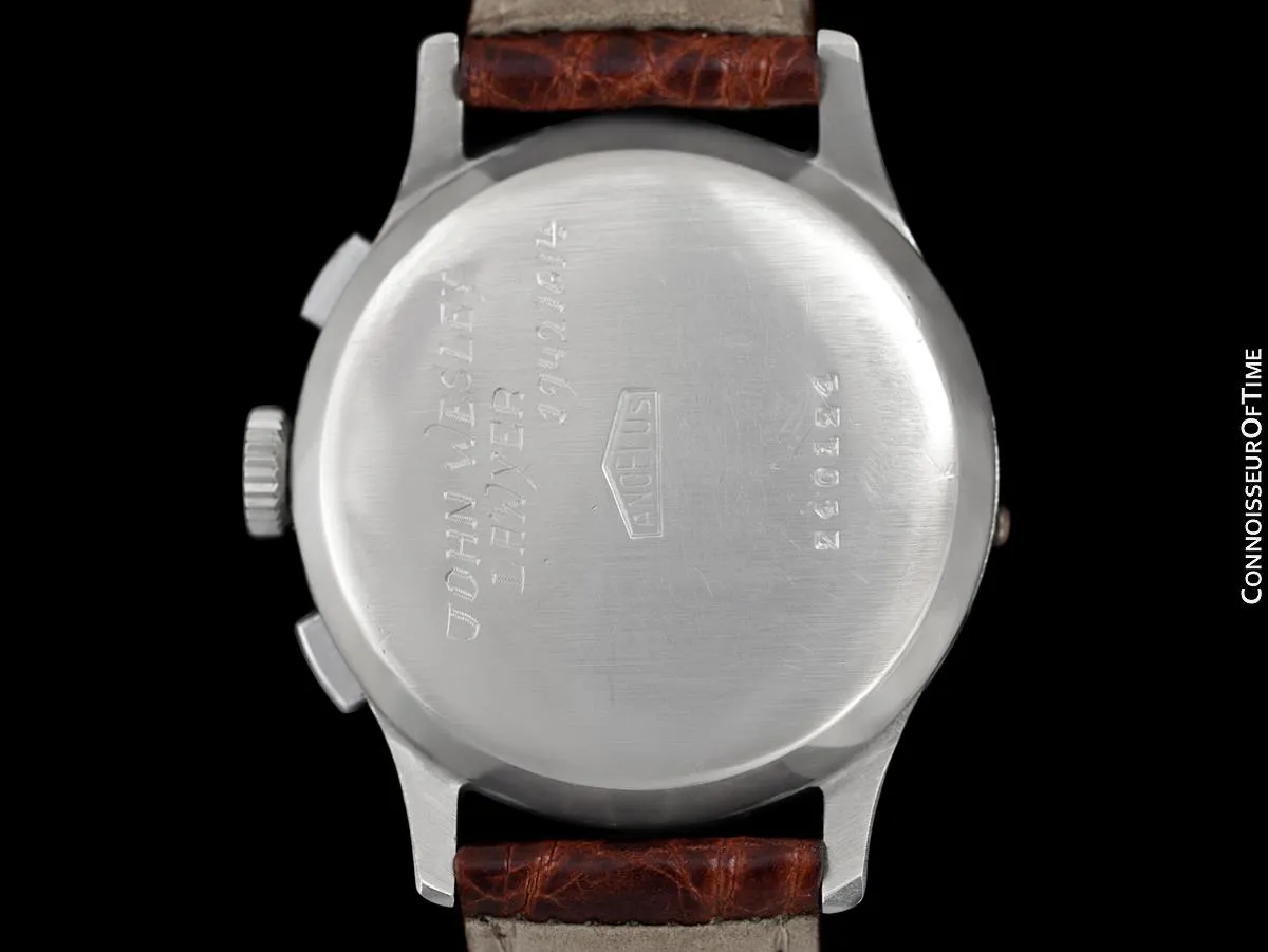 1940's Angelus Vintage Large Mens Triple Calendar Chronograph, Stainless Steel - The Chronodato