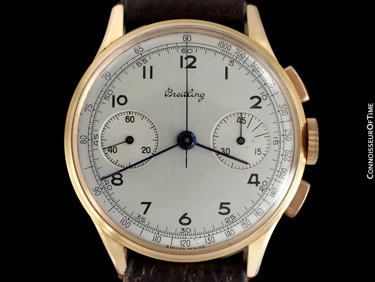 1948 Breitling Vintage Aviator's Ref. 760 Mens Chronograph Watch - 18K Rose Gold