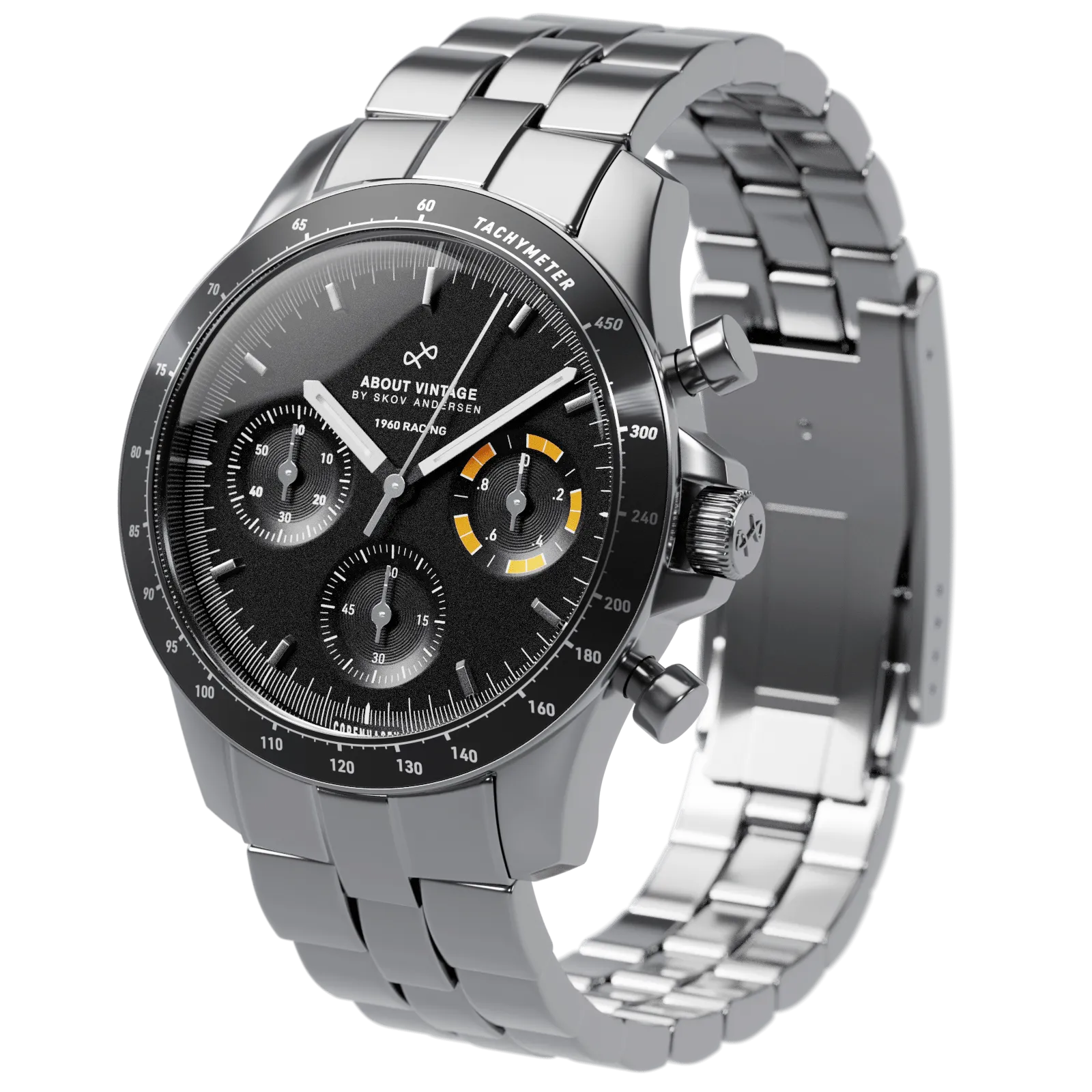 1960 Racing Chronograph, Steel / Black & Orange