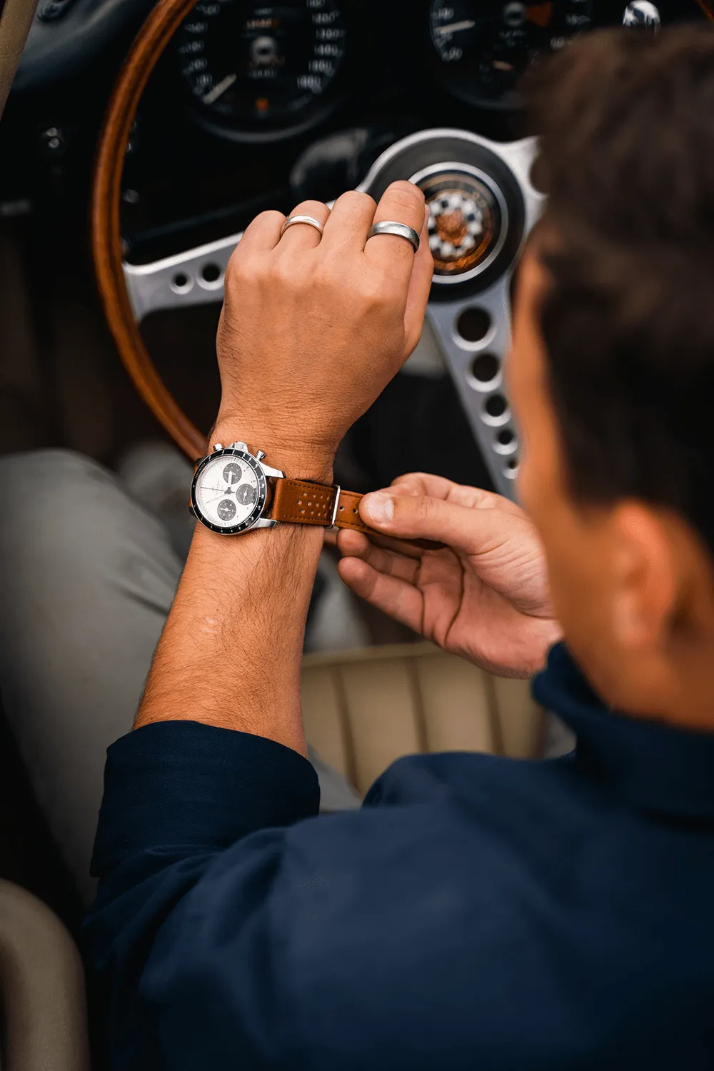 1960 Racing Chronograph, Steel / Off White & Black (B)