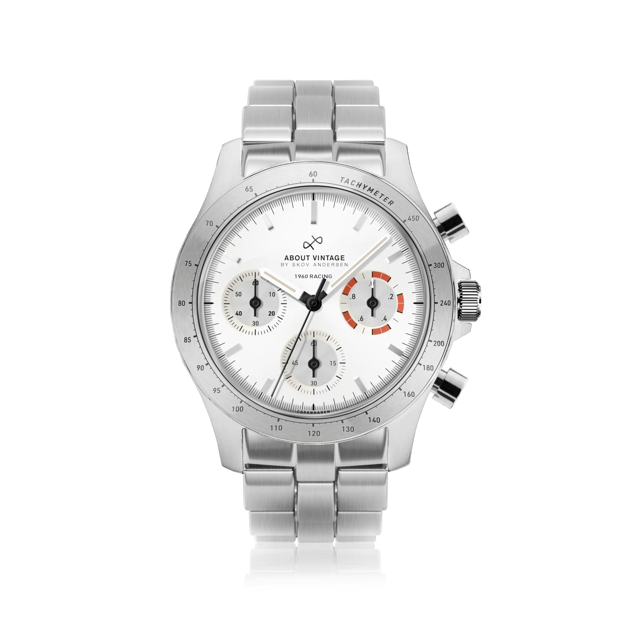 1960 Racing Chronograph, Steel / White & Deep Orange