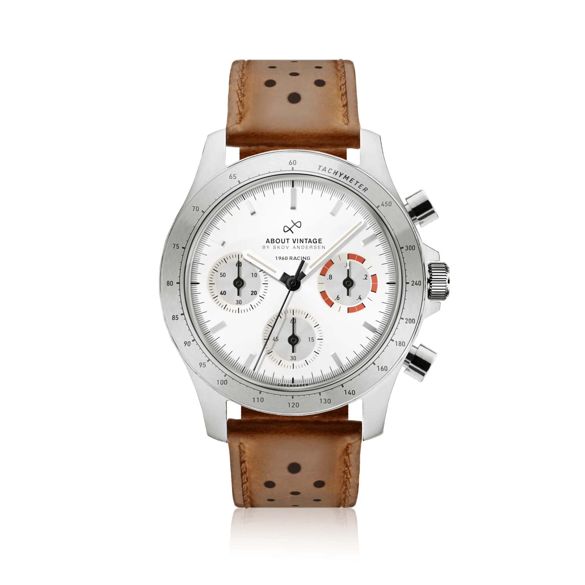 1960 Racing Chronograph, Steel / White & Deep Orange