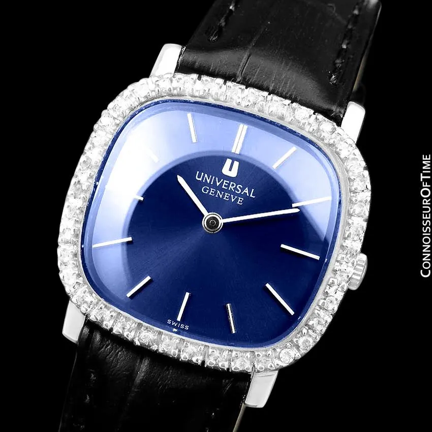 1960's Universal Geneve Vintage Mens Midsize Unisex Watch - Stainless Steel & Diamonds