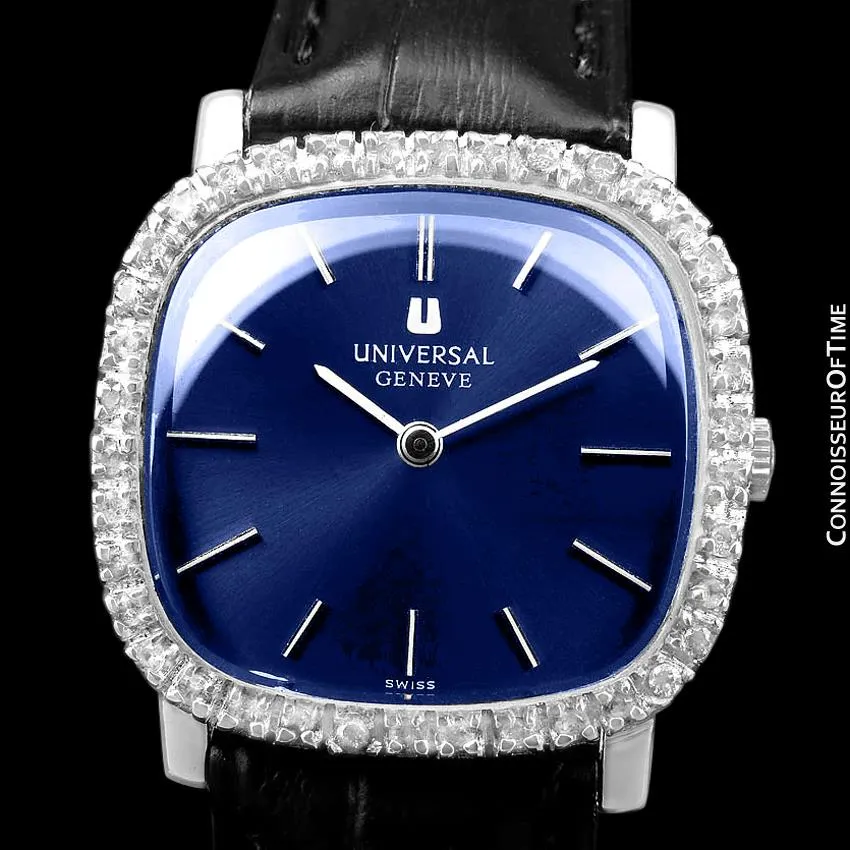 1960's Universal Geneve Vintage Mens Midsize Unisex Watch - Stainless Steel & Diamonds