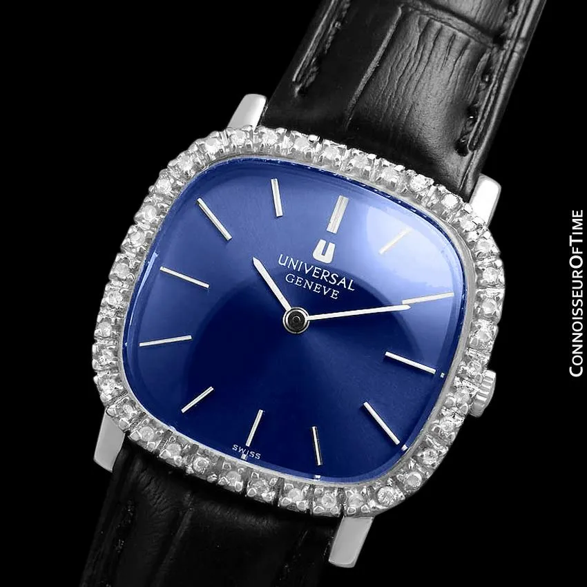1960's Universal Geneve Vintage Mens Midsize Unisex Watch - Stainless Steel & Diamonds