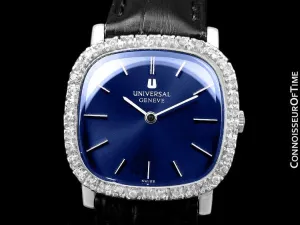 1960's Universal Geneve Vintage Mens Midsize Unisex Watch - Stainless Steel & Diamonds