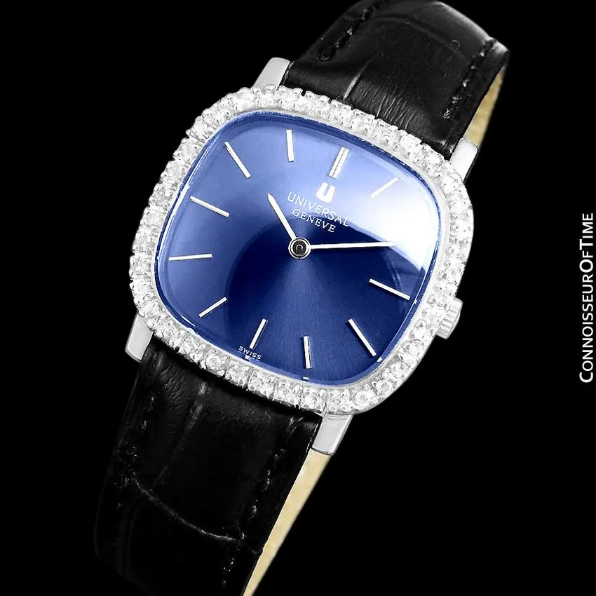 1960's Universal Geneve Vintage Mens Midsize Unisex Watch - Stainless Steel & Diamonds
