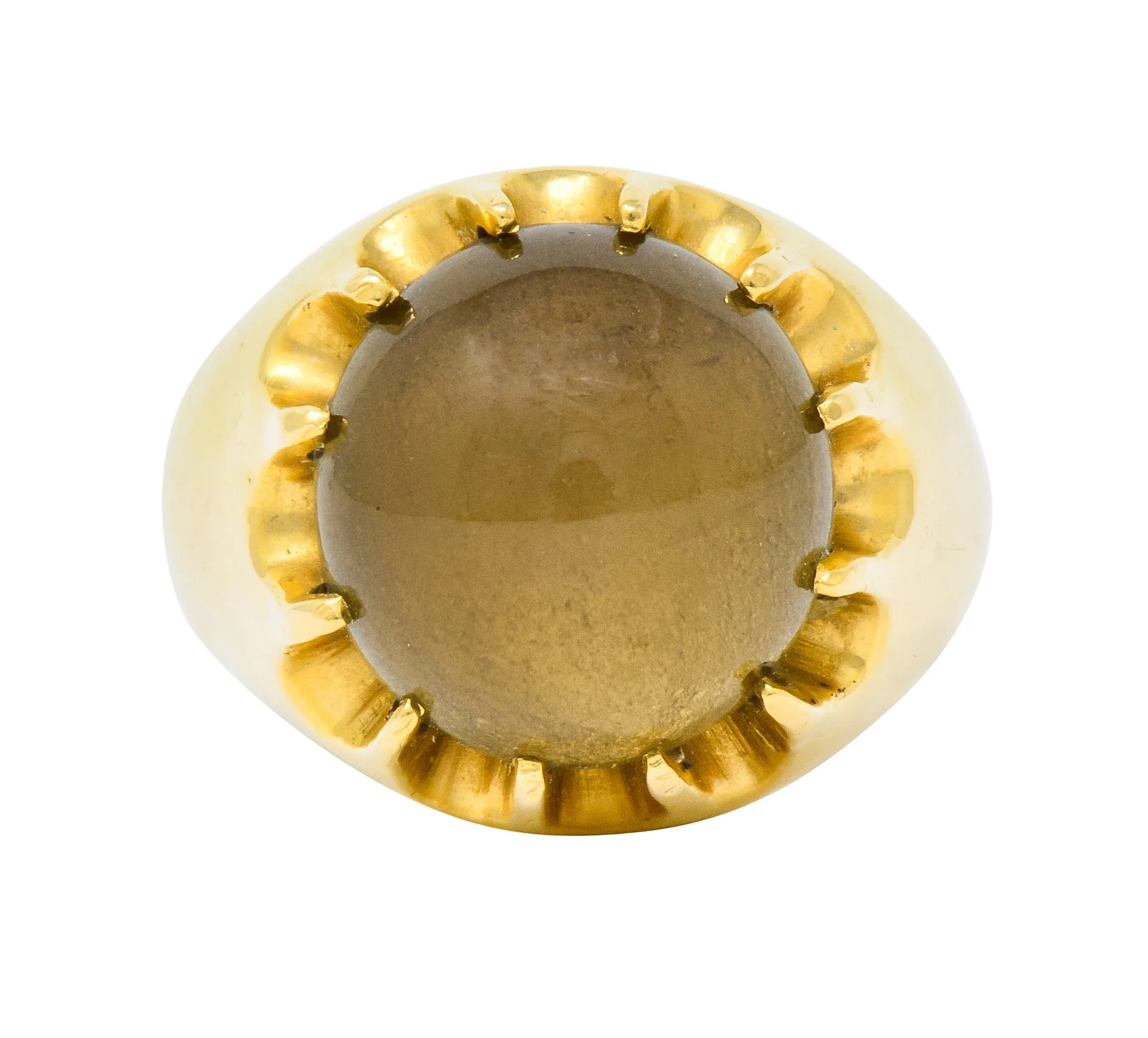 1960's Vintage Star Quartz 18 Karat Gold Belcher Set Statement Ring