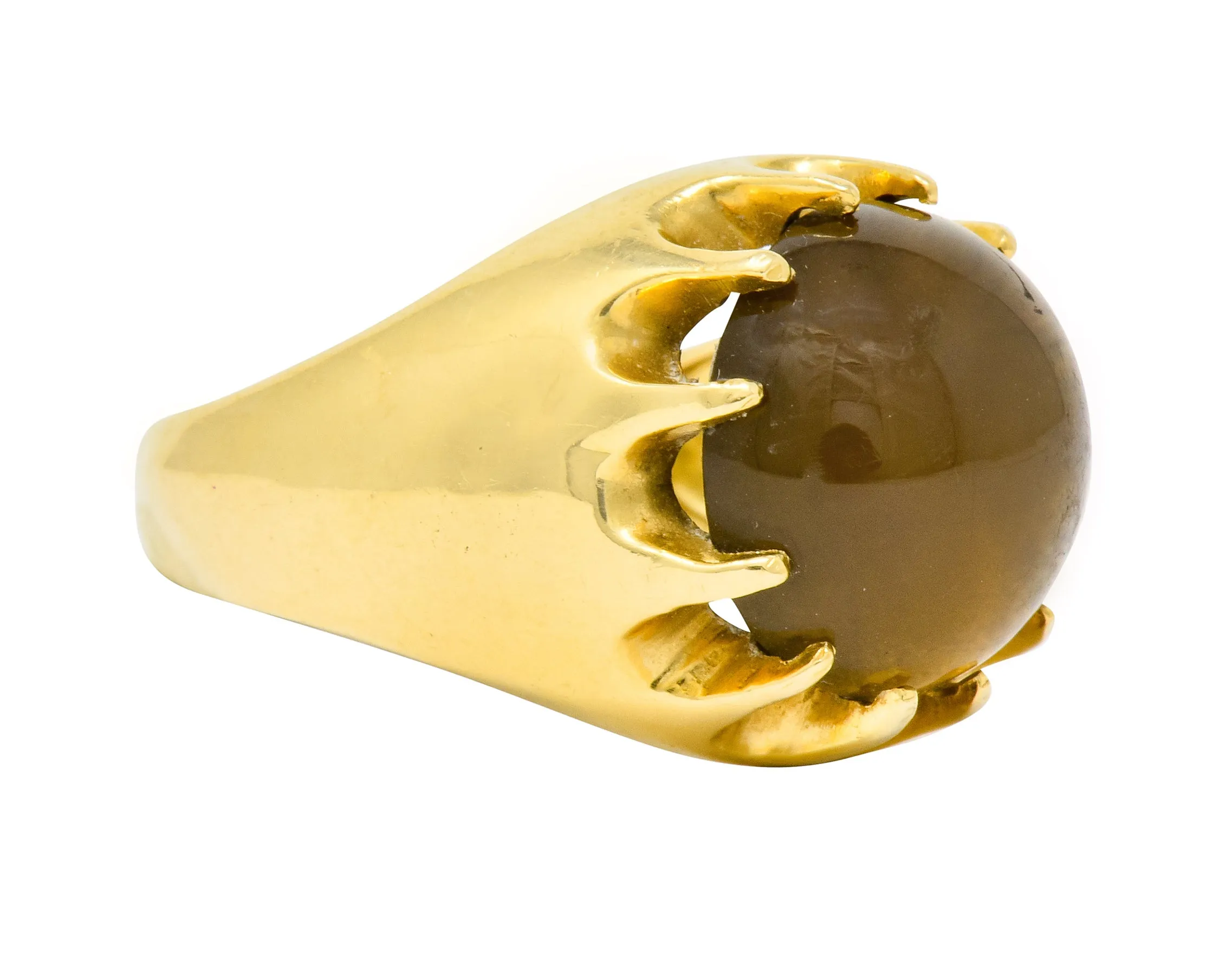 1960's Vintage Star Quartz 18 Karat Gold Belcher Set Statement Ring