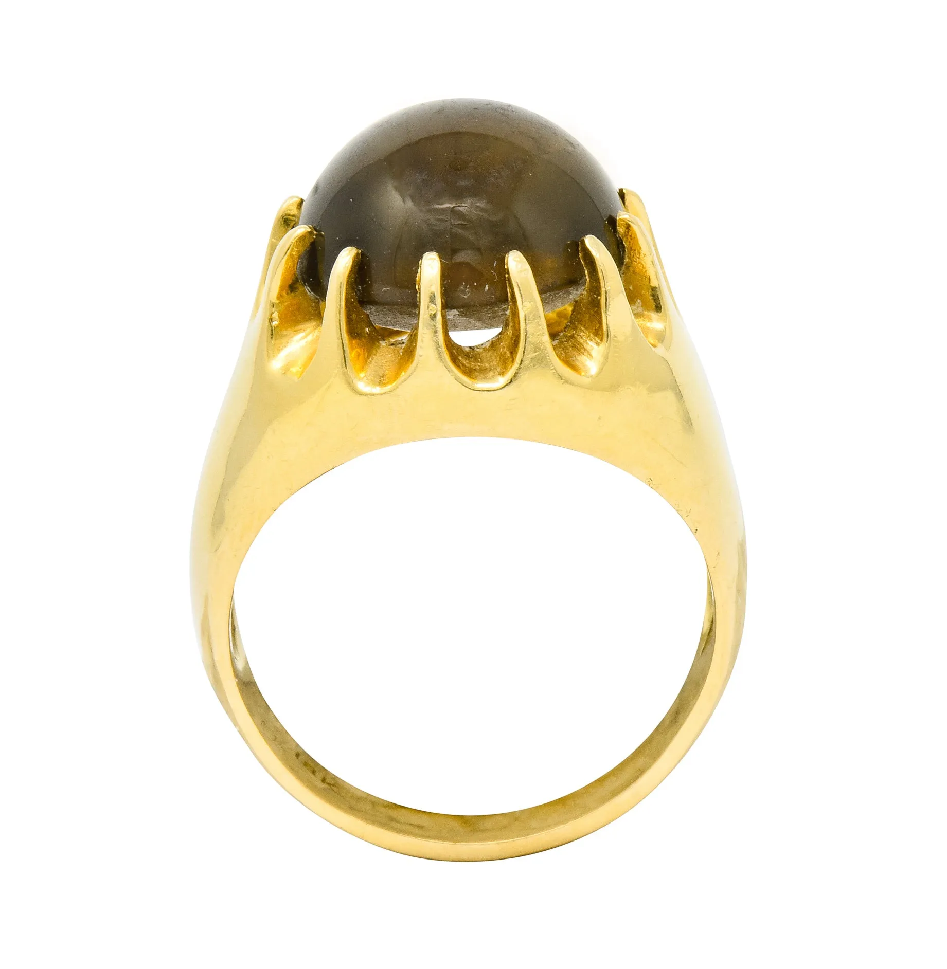 1960's Vintage Star Quartz 18 Karat Gold Belcher Set Statement Ring
