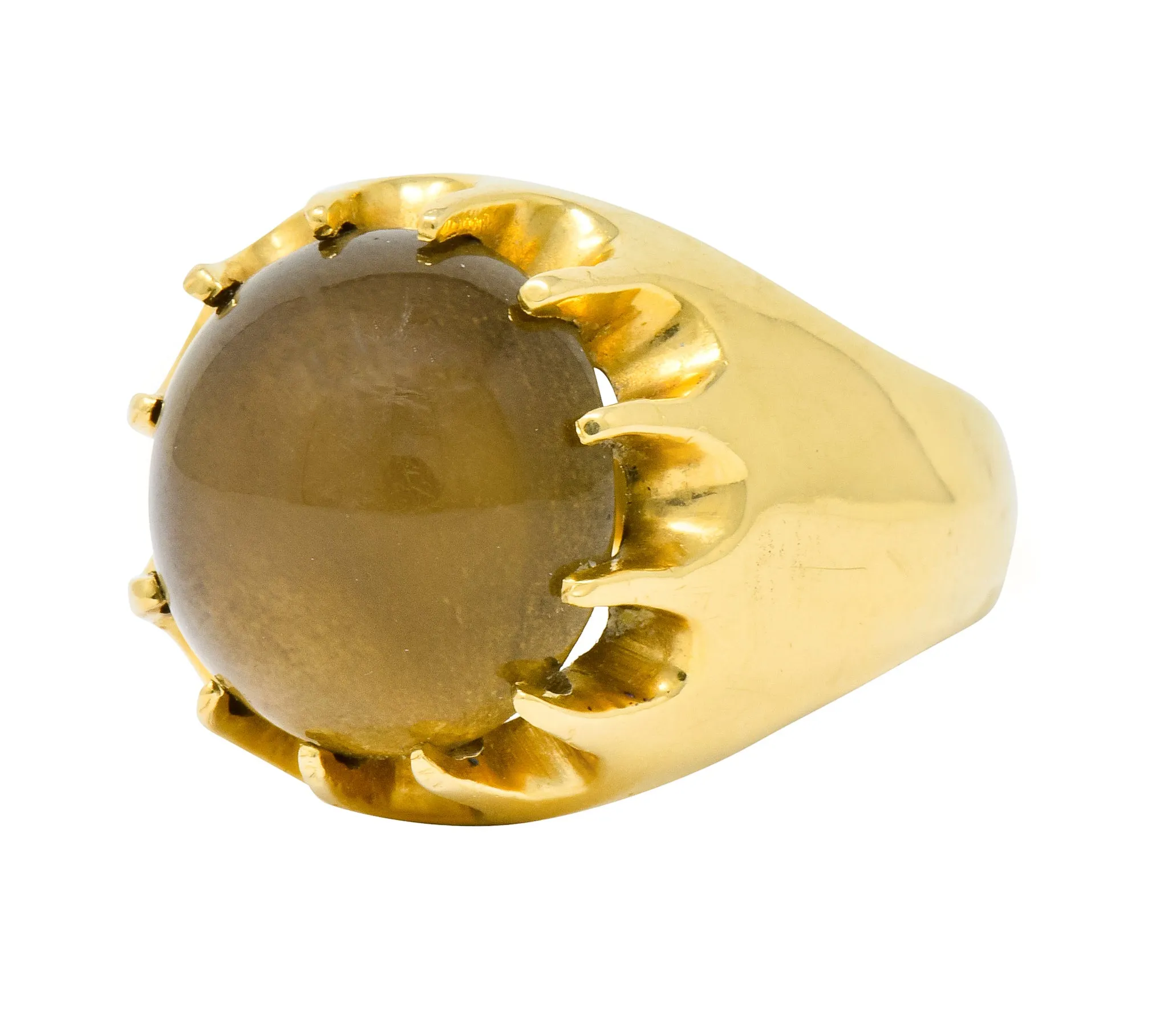 1960's Vintage Star Quartz 18 Karat Gold Belcher Set Statement Ring