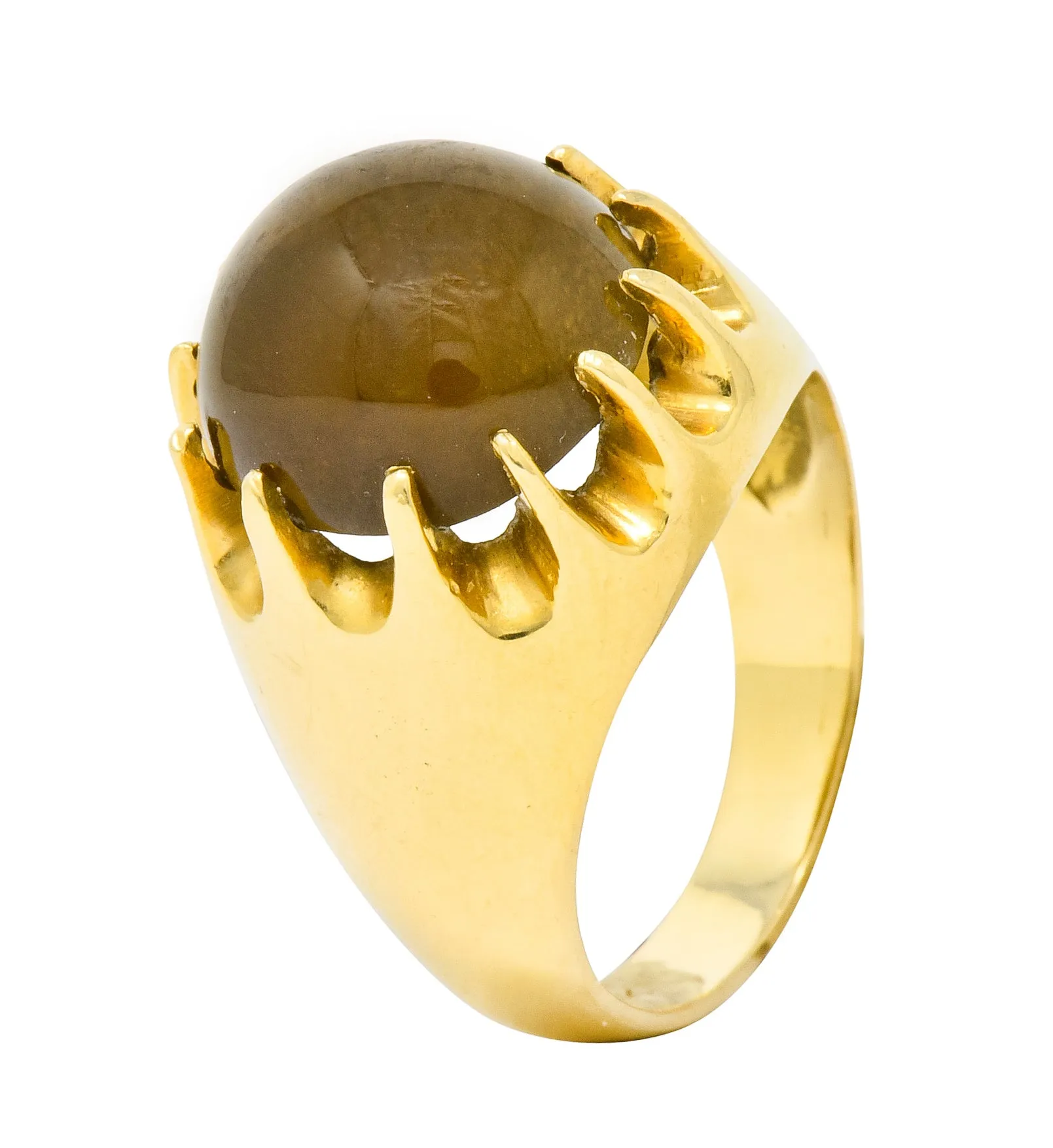 1960's Vintage Star Quartz 18 Karat Gold Belcher Set Statement Ring