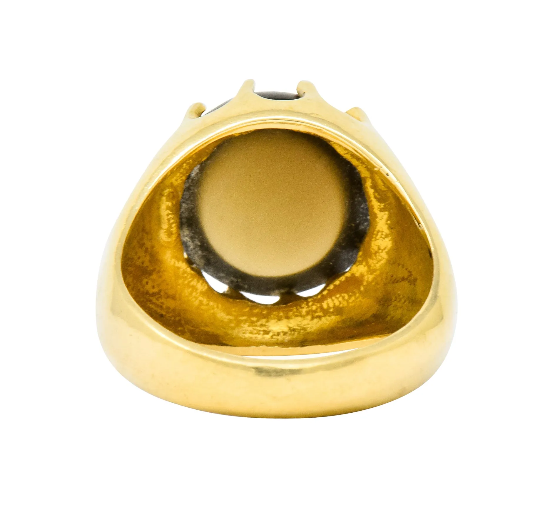 1960's Vintage Star Quartz 18 Karat Gold Belcher Set Statement Ring
