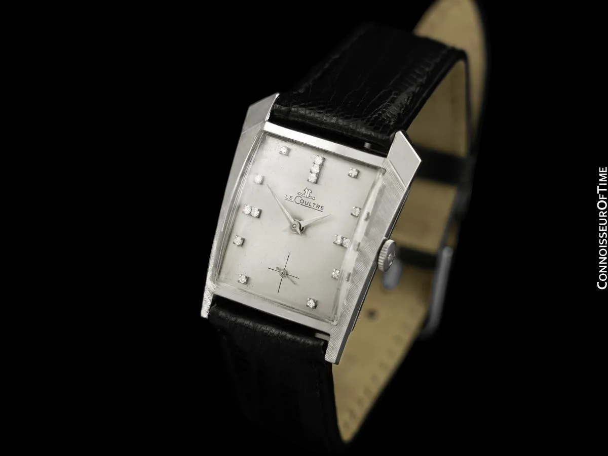 1962 Jaeger-LeCoultre Vintage Mens Asymmetrical Watch - 14K White Gold & Diamonds
