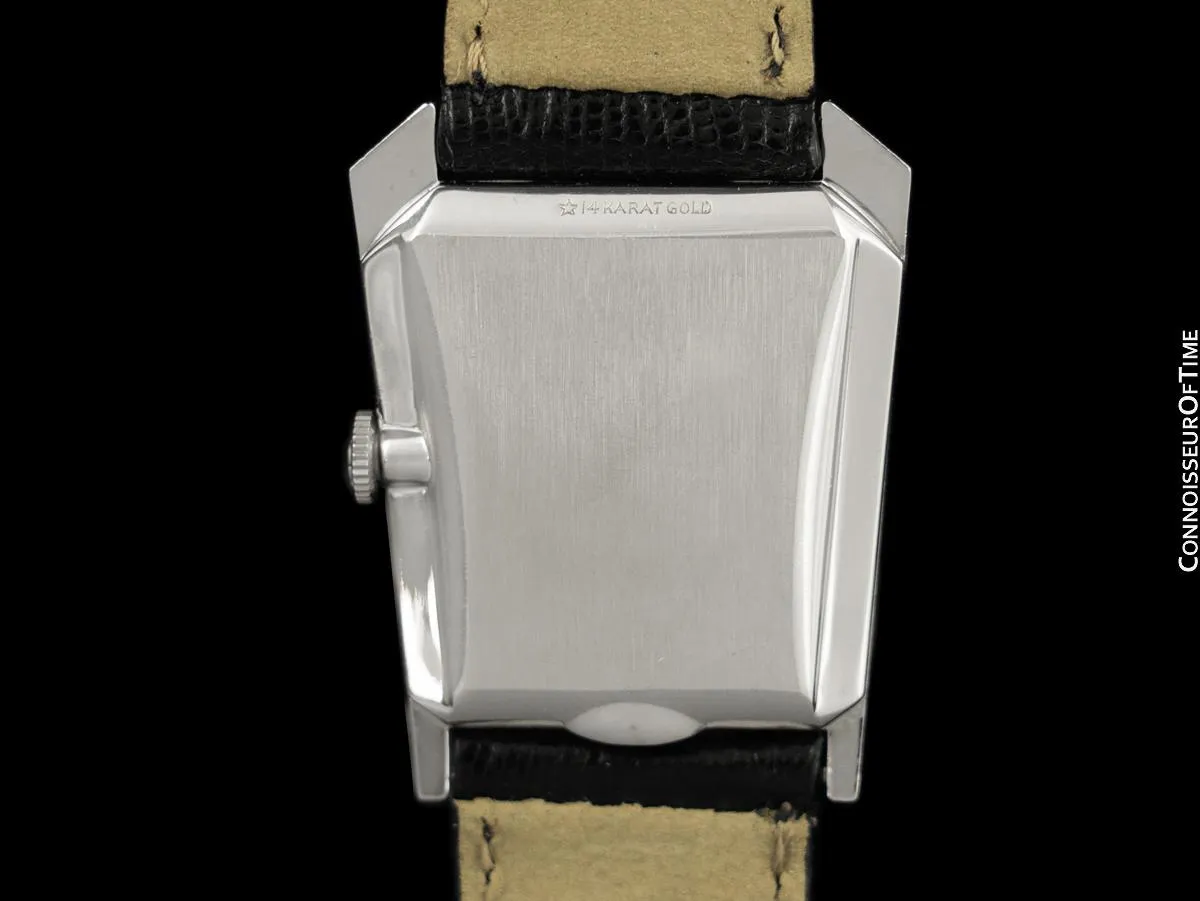 1962 Jaeger-LeCoultre Vintage Mens Asymmetrical Watch - 14K White Gold & Diamonds