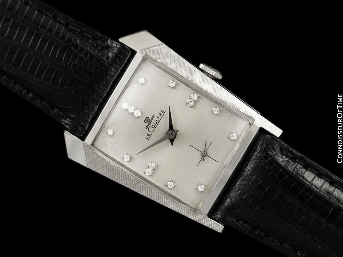 1962 Jaeger-LeCoultre Vintage Mens Asymmetrical Watch - 14K White Gold & Diamonds