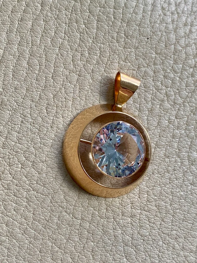 1964 Vintage Finnish Large Faceted Spinel Pendant Necklace by Pekka Ilmari Aulin in 14k Gold - 15.75 inch length