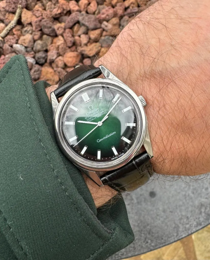 1968 Omega Constellation Mens Automatic Chronometer Green Vignette Dial Watch - Stainless Steel