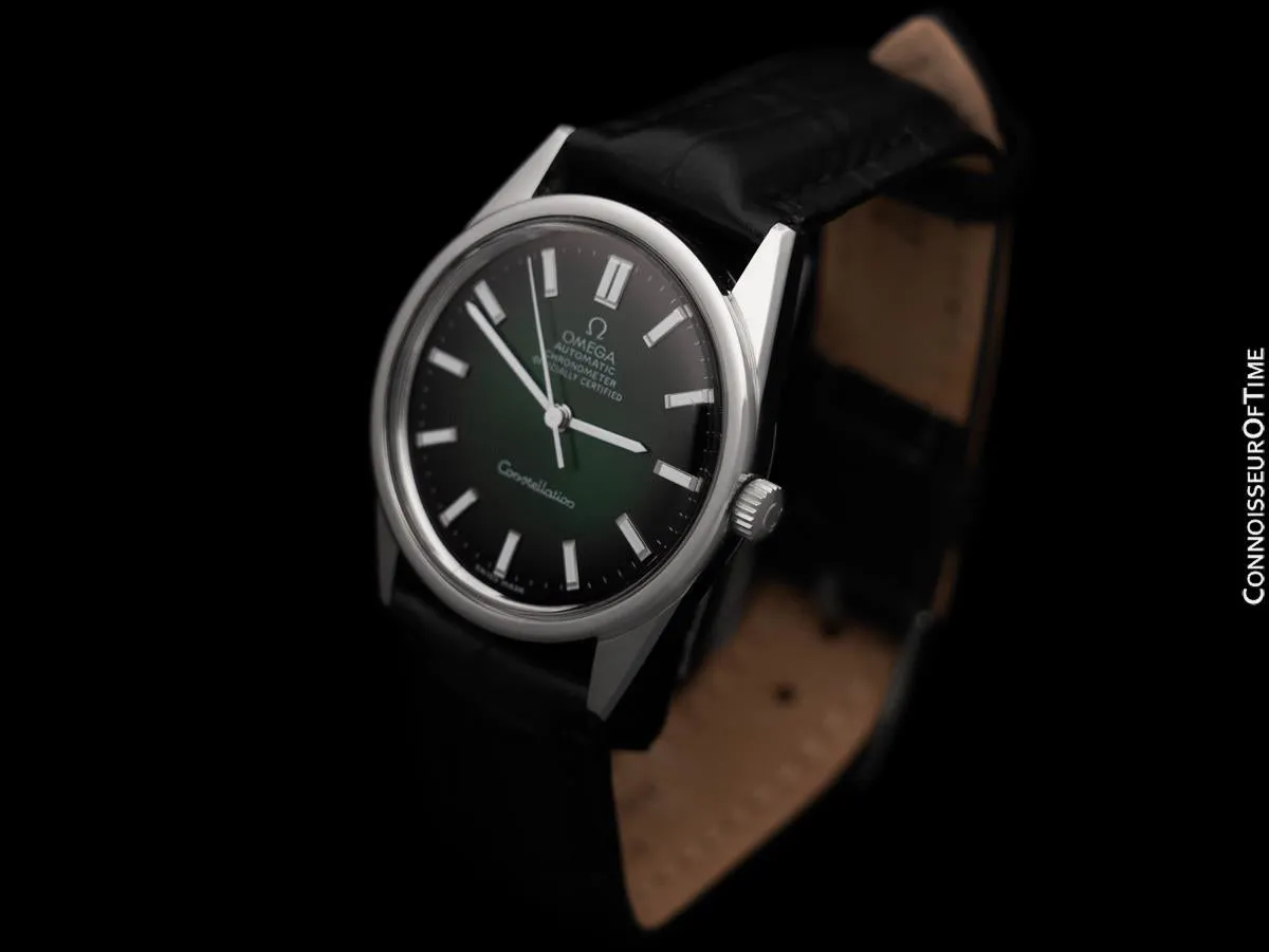 1968 Omega Constellation Mens Automatic Chronometer Green Vignette Dial Watch - Stainless Steel