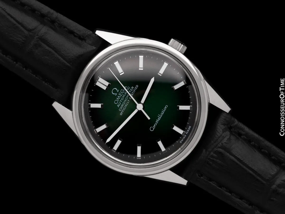 1968 Omega Constellation Mens Automatic Chronometer Green Vignette Dial Watch - Stainless Steel