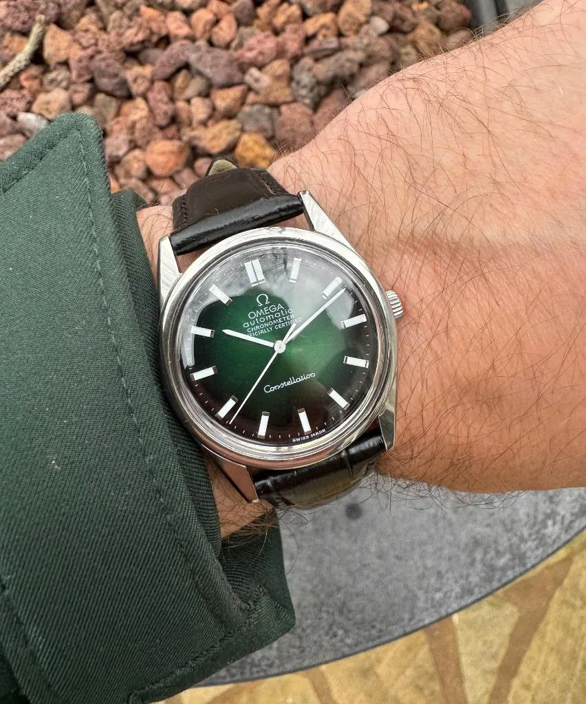 1968 Omega Constellation Mens Automatic Chronometer Green Vignette Dial Watch - Stainless Steel