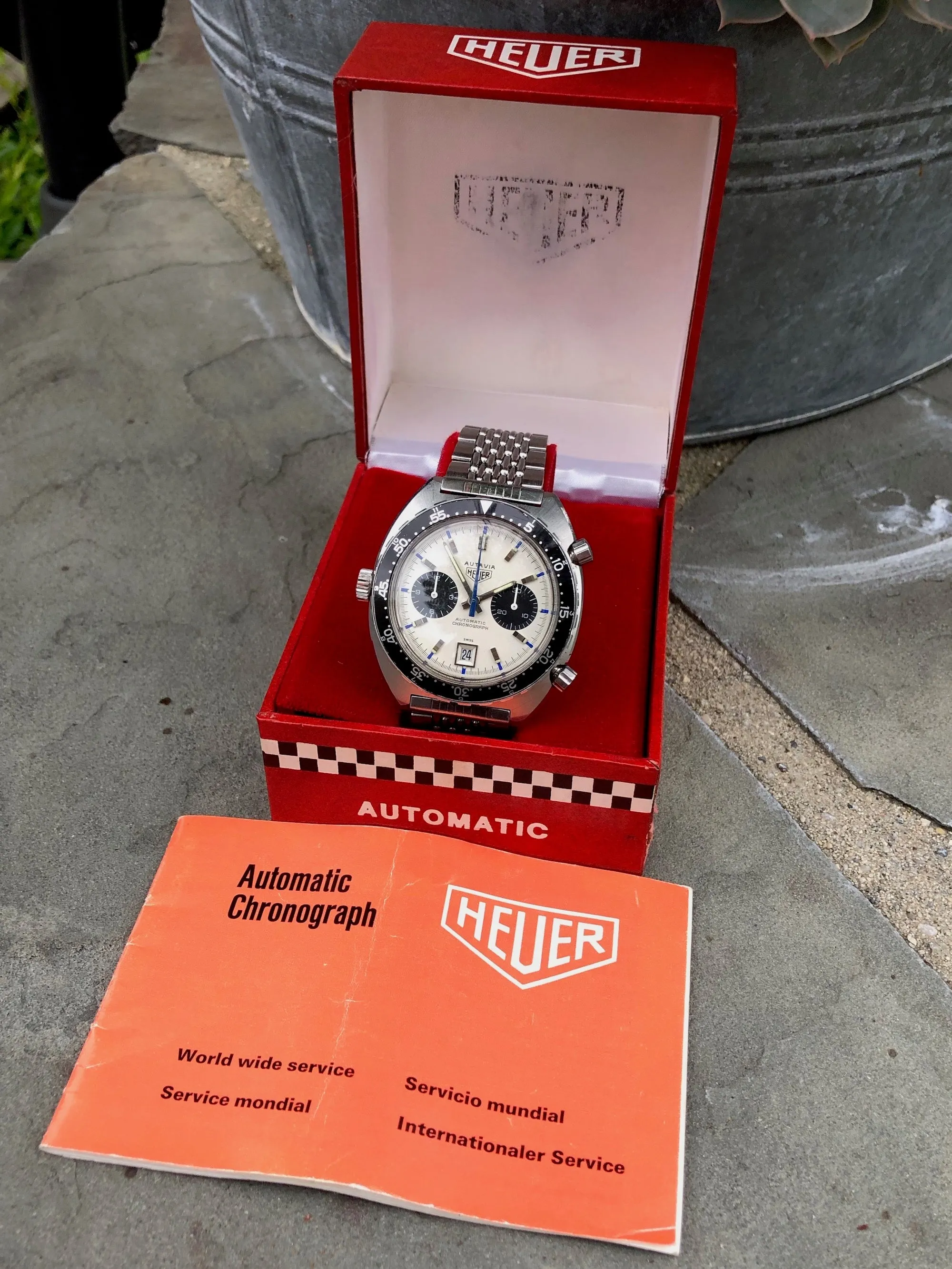 1969 Heuer Autavia 1163 Jo Siffert Mk. 2 Steel Chronograph MH Bezel Cal. 11 Wristwatch
