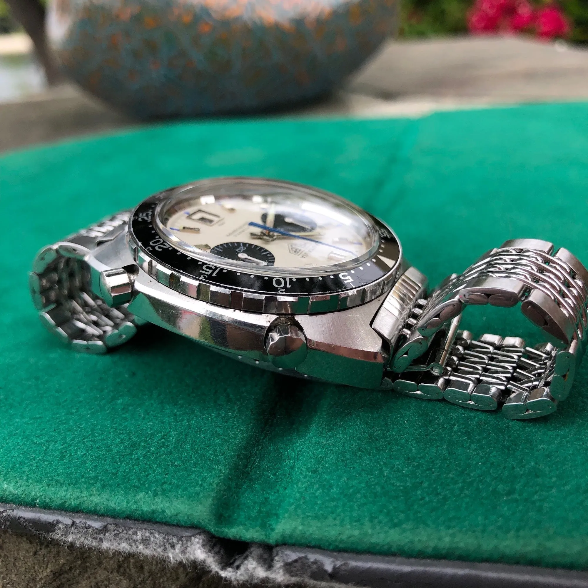 1969 Heuer Autavia 1163 Jo Siffert Mk. 2 Steel Chronograph MH Bezel Cal. 11 Wristwatch
