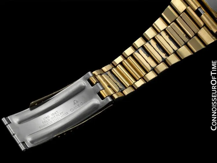 1970's Omega Vintage Mens Seamaster Chronograph - 14K Gold Plated & Stainless Steel