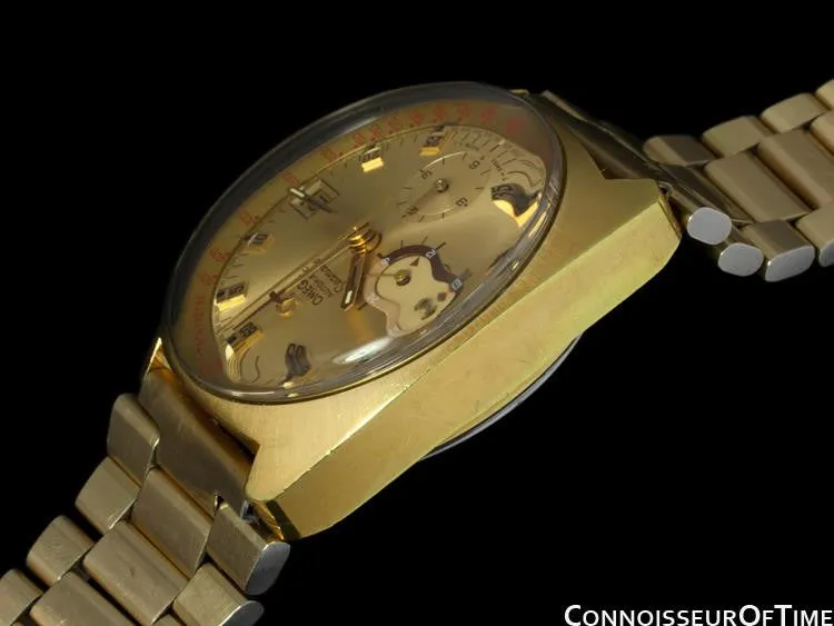 1970's Omega Vintage Mens Seamaster Chronograph - 14K Gold Plated & Stainless Steel