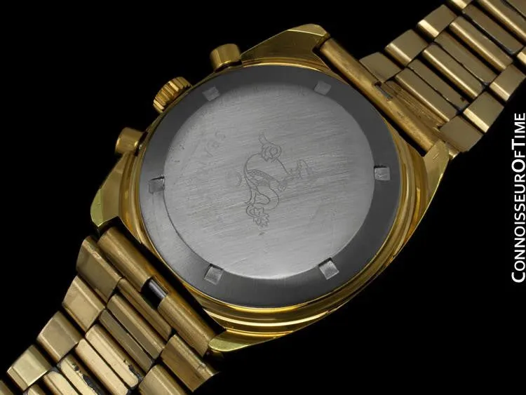 1970's Omega Vintage Mens Seamaster Chronograph - 14K Gold Plated & Stainless Steel