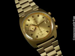 1970's Omega Vintage Mens Seamaster Chronograph - 14K Gold Plated & Stainless Steel