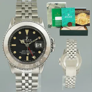 1971 Rolex GMT-Master Pepsi Blue Red Matte Dial Ghost 1675 Jubilee Steel Watch Box