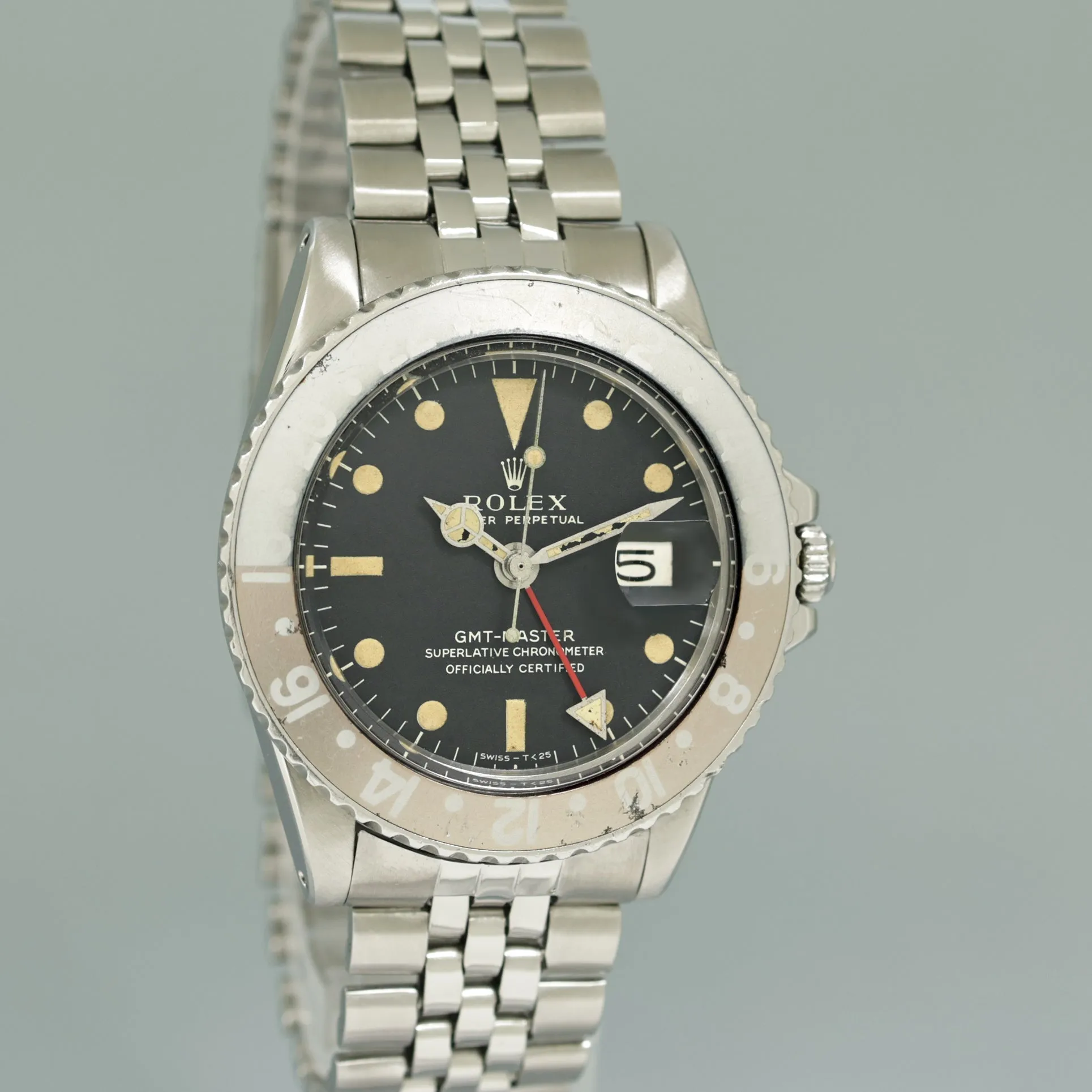 1971 Rolex GMT-Master Pepsi Blue Red Matte Dial Ghost 1675 Jubilee Steel Watch Box