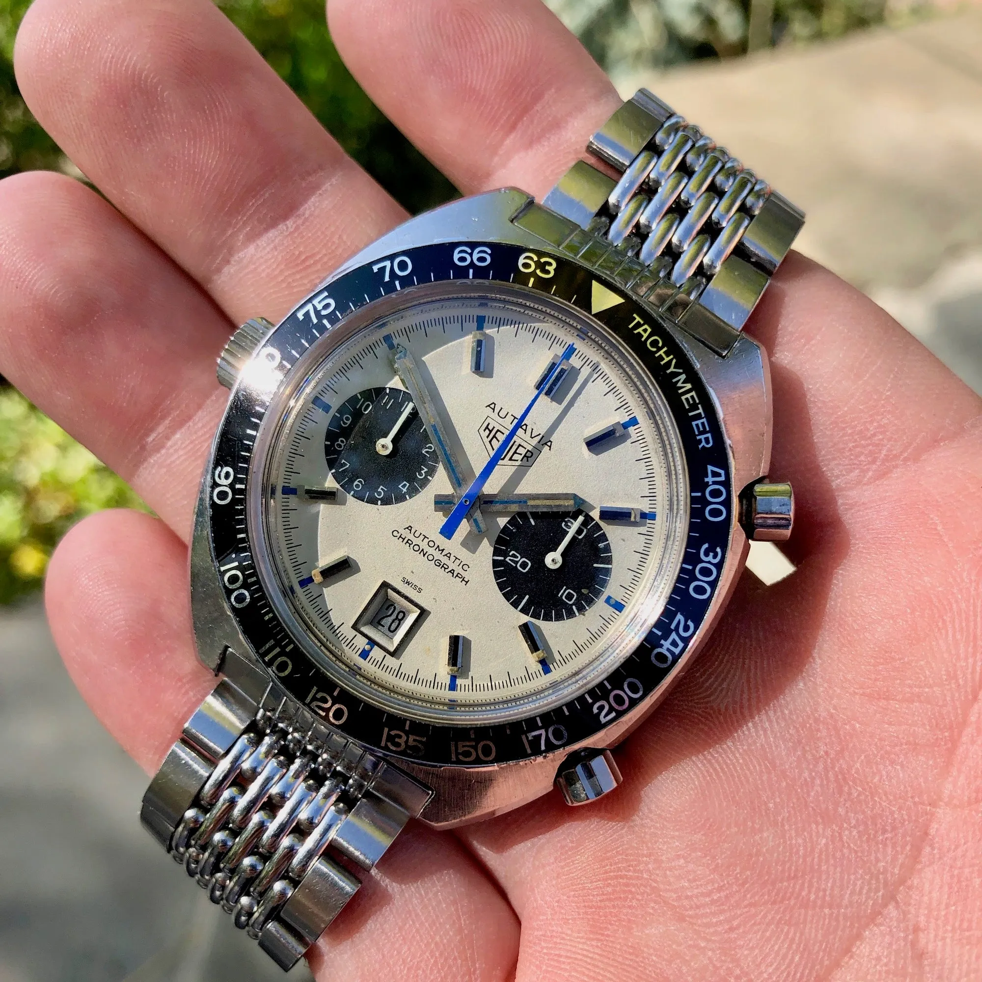 1972 Heuer Autavia 1163 Jo Siffert Mk. 6 Steel Chronograph Cal. 11 Wristwatch