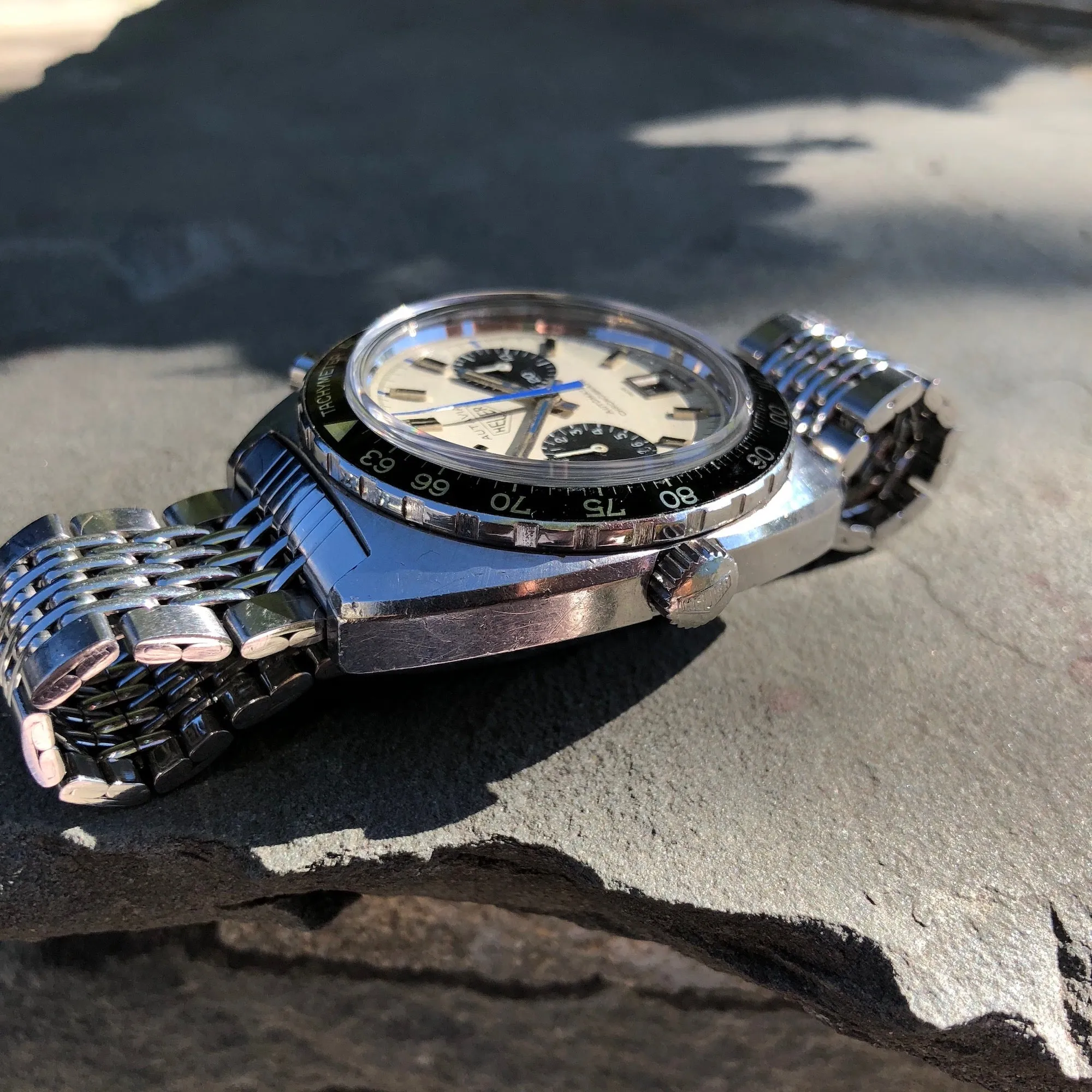 1972 Heuer Autavia 1163 Jo Siffert Mk. 6 Steel Chronograph Cal. 11 Wristwatch